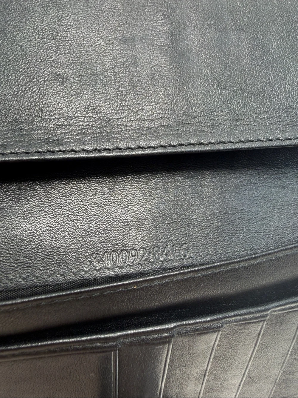 Gucci Black GG Monogram Continental Wallet with Gold Crest